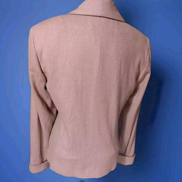 lew magram Women Rose Taupe Wool Long Sleeve Double Breast Blazer Jacket Size 4 - Picture 4 of 6